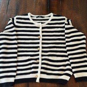 Amazon Striped Black and White Lady Jacket Sweater